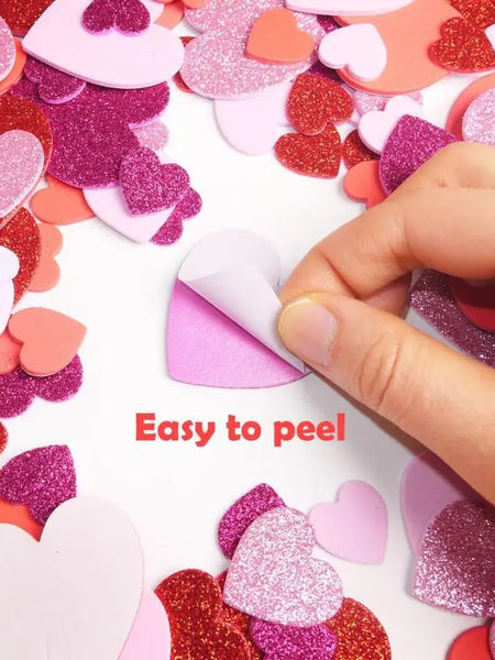 50pcs Multicolor Sequins Heart Shaped Self-adhesive Label Valentine's Day Theme  DIY Craft Gift Decor Gift Box Ornament Sticker