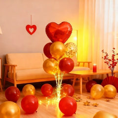 Red Heart Balloon Stand Kit with Base and Rod for Valentine’s Day Anniversary Wedding Party Mother’s Day Decor and Decoration