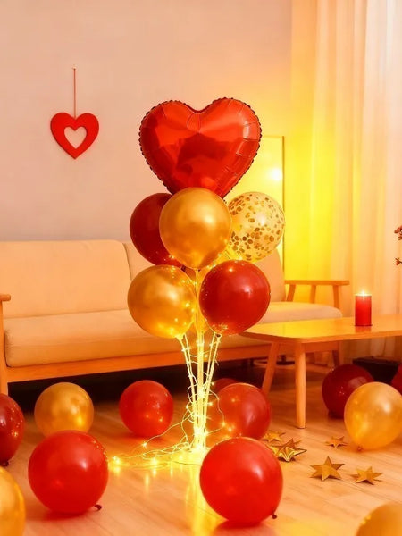 Red Heart Balloon Stand Kit with Base and Rod for Valentine’s Day Anniversary Wedding Party Mother’s Day Decor and Decoration