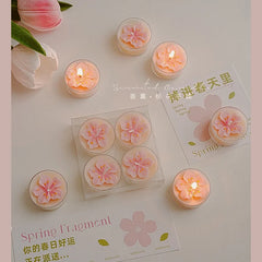 4 Pcs/Box Pink Peach Blossom Scented Candles,Valentines Decor,Room Decor,Gifts For Women Valentine's Day Wedding Favors