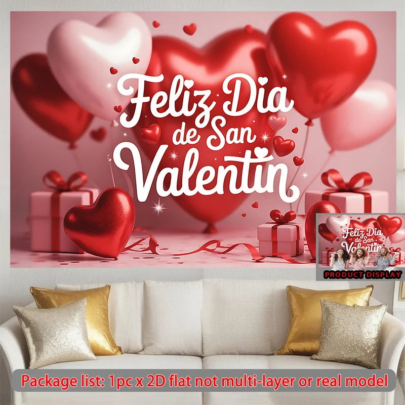 VIKAMA Valentine's Day Theme Decorative Banner Tapestry Spanish 