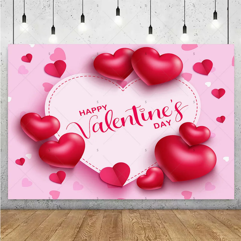 Balloon Red Love Heart Rose Background Happy Valentine's Day Backdrop Supplies Valentine's Day Party Decoration Photo Shoot Prop
