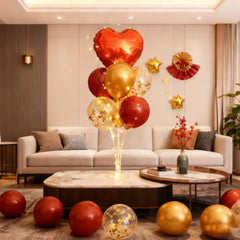 Red Heart Balloon Stand Kit with Base and Rod for Valentine’s Day Anniversary Wedding Party Mother’s Day Decor and Decoration