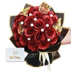 12/24pcs Red Glitter Roses Bouquet DIY Gift Set Everlasting Shiny Artificial Rose for Valentines  Anniversary Engagement Wedding