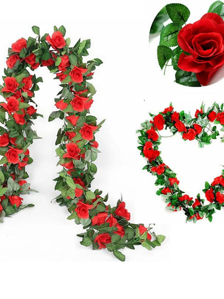 1Pc Artificial Flowers Silk Rose Vine Hanging Wall Festival Leaves Wreath Wedding Garden Home Wall Party Diy Gift Box Decoration