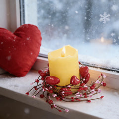 Valentine's Day Red Heart Candle Holder, Red Berry Candle Ring Decoration, Valentine's Day, Mother's Day, Wedding Decoration