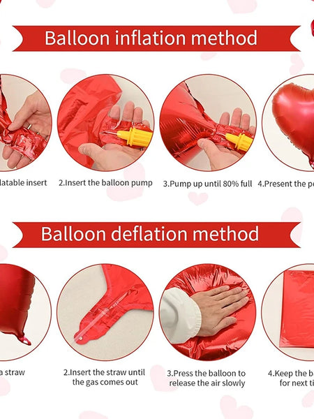 5/10Pcs 18inch Red Love Heart Shape Foil Balloons With Double-Sided Glue Wedding Birthday Party Decoration Aluminum Foil Ballons