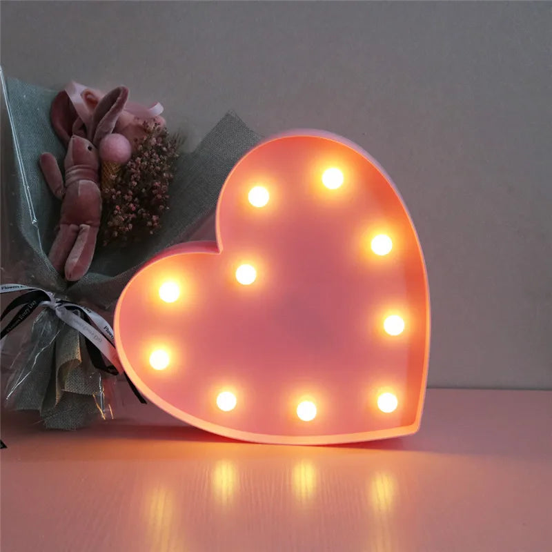 Love Heart LED Lamp Wedding Party Romantic Red Pink Night Light Ornament Birthday Christmas Home Decoration Valentines Day Gift