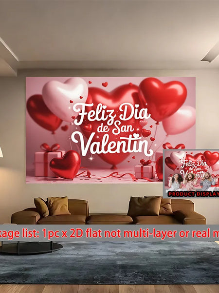 VIKAMA Valentine's Day Theme Decorative Banner Tapestry Spanish 