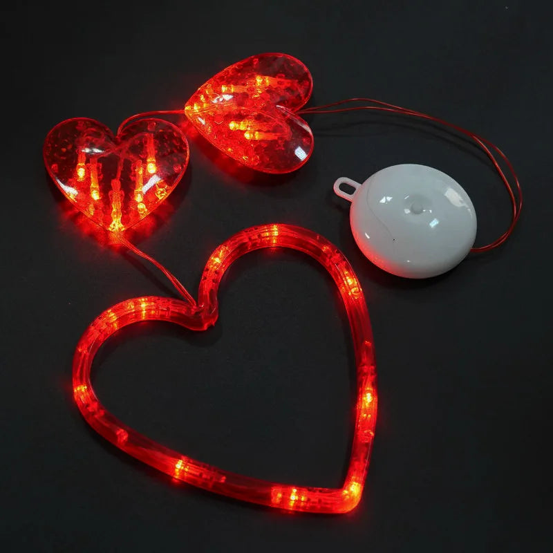Valentines Day Decor Window Led Lights Decorations with Timer Hanging Red Lighted Heart Shaped Silhouette Sucker