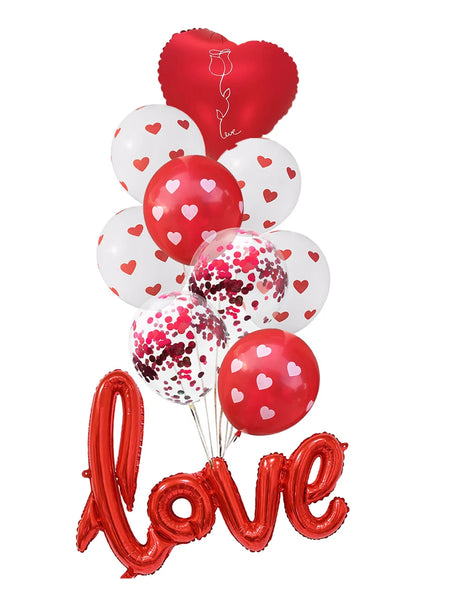 21pcs 12inch Printing Heart Latex Balloons set Connection Love Foil Balloon Wedding Decor Valentine's Day Decorations