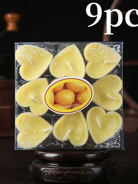 9pcs Heart-shaped Scented Tea Candles Valentine's Day Romantic Love Candle Proposals Wedding Anniversary Decorative Candle