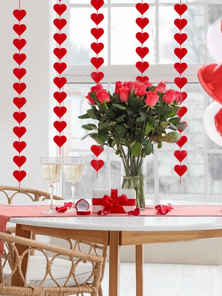 60Pcs Hanging Hearts Red Garland Valentines Day Decoration String