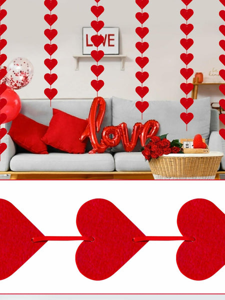 60Pcs Hanging Hearts Red Garland Valentines Day Decoration String