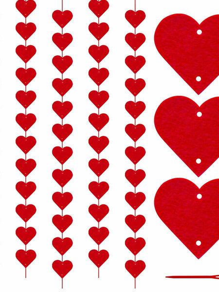 60Pcs Hanging Hearts Red Garland Valentines Day Decoration String